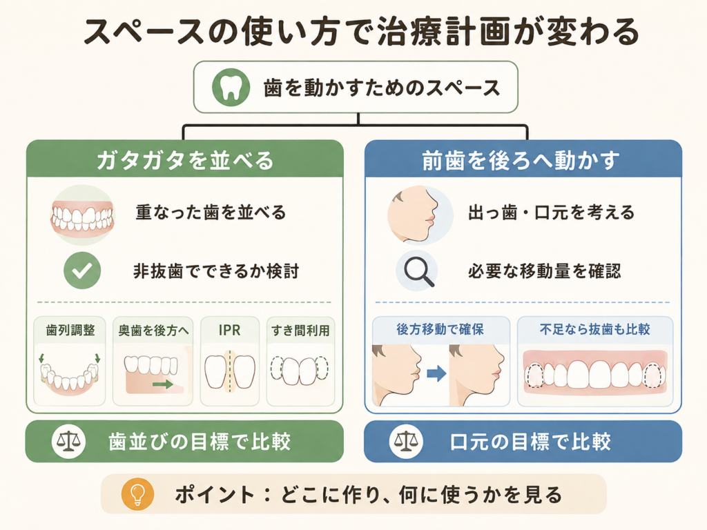 スペースを何に使うかのポイント比較図解
