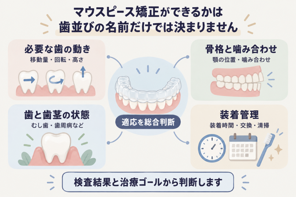マウスピース矯正ができるかを判断する4つの条件
